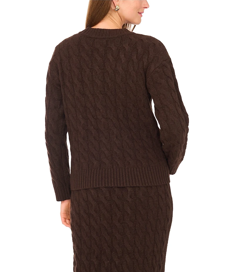 Vince Camuto Coordinating Cable Knit V-Neck Long Sleeve Cardigan