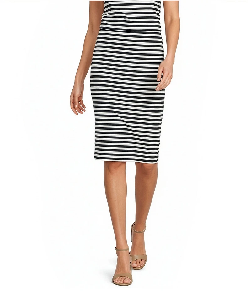 Vince Camuto Coordinating Striped Pull On Midi Pencil Skirt