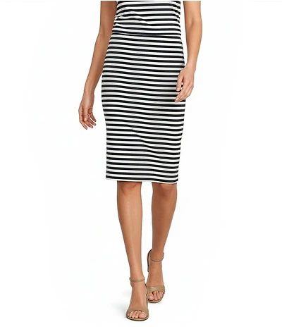 Vince Camuto Coordinating Striped Pull On Midi Pencil Skirt