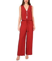 Vince Camuto Coordinating V Neck Sleeveless Tie Front Vest