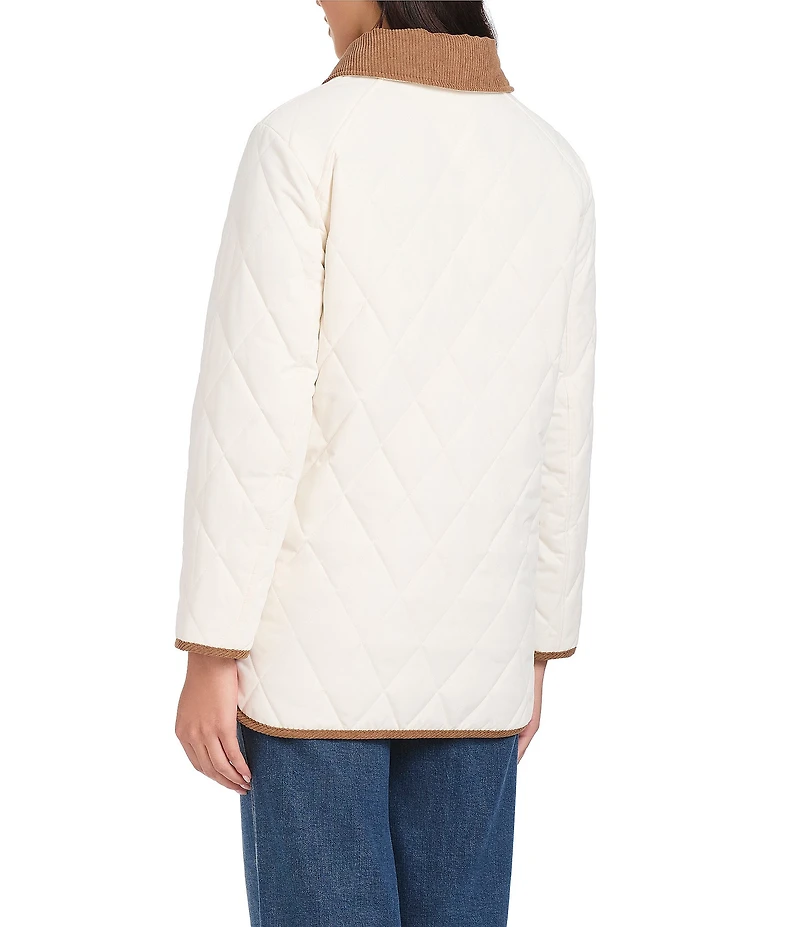 Vince Camuto Cotton Touch Diamond Quilt Down Point Collar Water Resistant Barn Coat