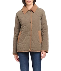 Vince Camuto Cotton Touch Diamond Quilt Down Point Collar Water Resistant Barn Coat