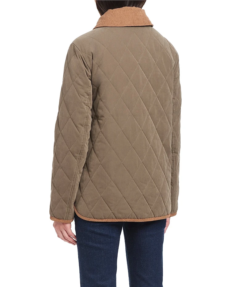 Vince Camuto Cotton Touch Diamond Quilt Down Point Collar Water Resistant Barn Coat