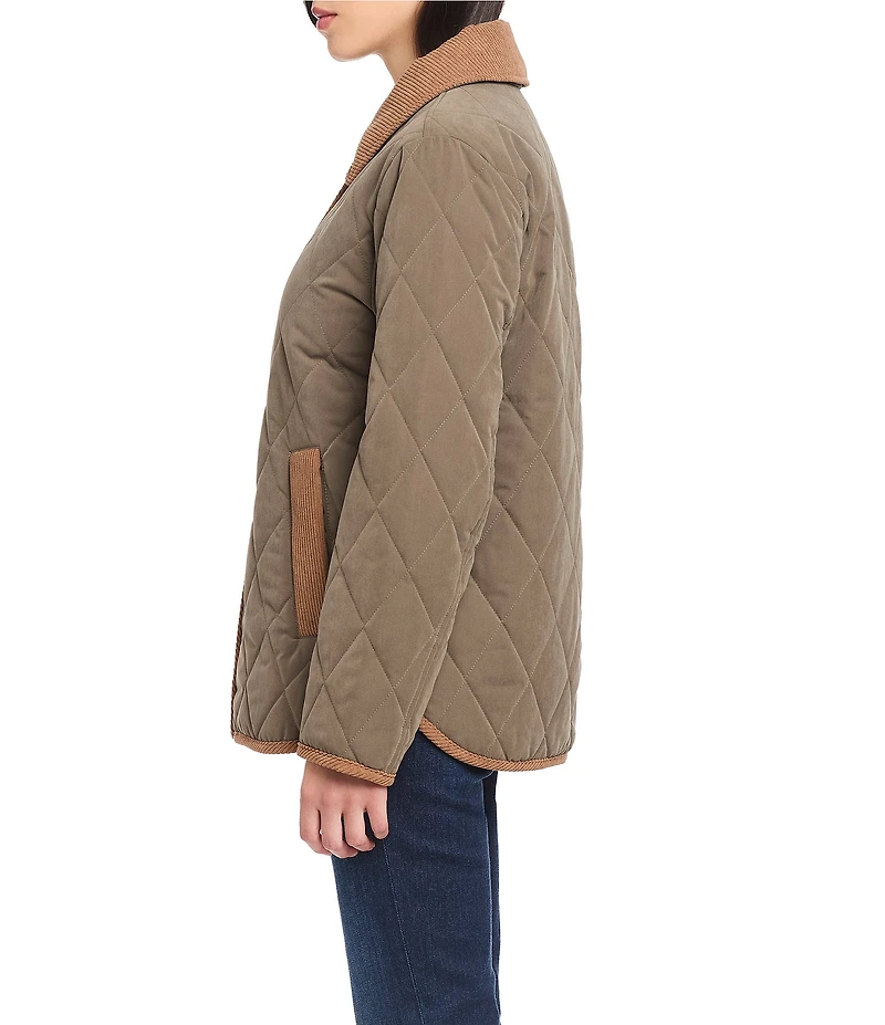 Vince Camuto Cotton Touch Diamond Quilt Down Point Collar Water Resistant Barn Coat