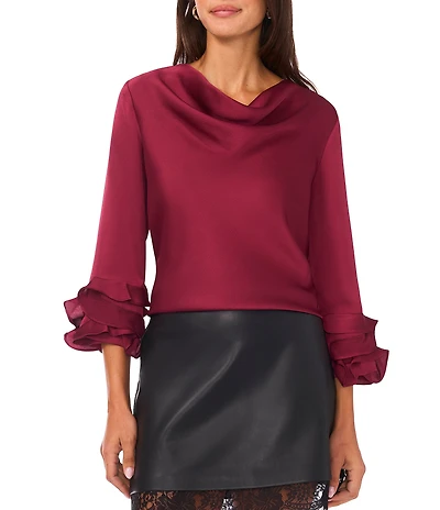 Vince Camuto Cowl Neck 3/4 Ruffle Sleeve Top