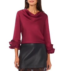 Vince Camuto Cowl Neck 3/4 Ruffle Sleeve Top