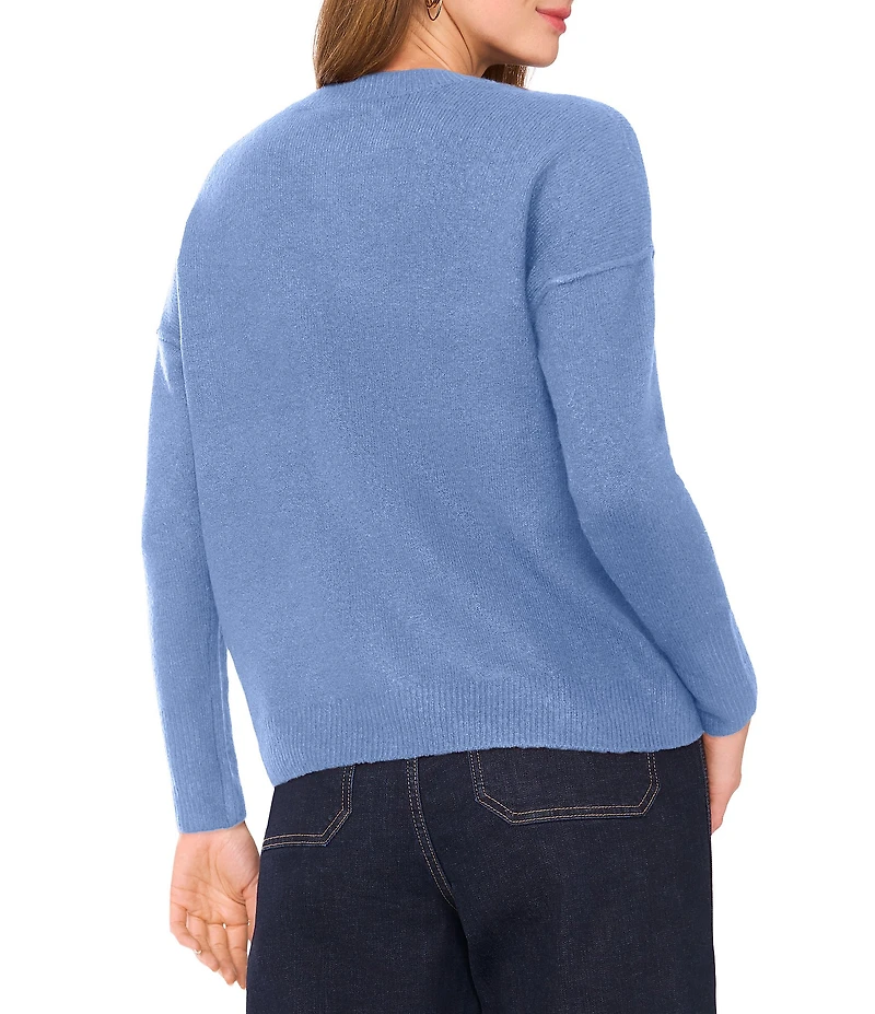 Vince Camuto Crew Neck Long Sleeve Extended Shoulder Seamed Cozy Statement Sweater