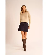 Vince Camuto Crew Neck Long Sleeve Extended Shoulder Seamed Cozy Statement Sweater