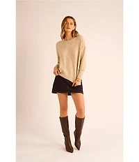 Vince Camuto Crew Neck Long Sleeve Extended Shoulder Seamed Cozy Statement Sweater