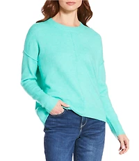 Vince Camuto Crew Neck Long Sleeve Extended Shoulder Seamed Cozy Statement Sweater