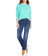Vince Camuto Crew Neck Long Sleeve Extended Shoulder Seamed Cozy Statement Sweater