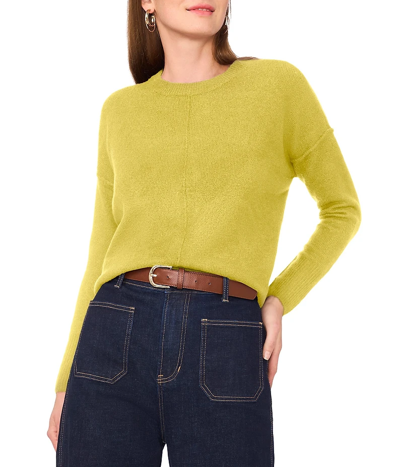 Vince Camuto Crew Neck Long Sleeve Extended Shoulder Seamed Cozy Statement Sweater