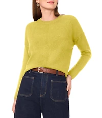 Vince Camuto Crew Neck Long Sleeve Extended Shoulder Seamed Cozy Statement Sweater