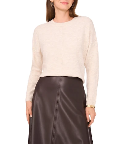 Vince Camuto Crew Neck Long Sleeve Extended Shoulder Seamed Cozy Statement Sweater