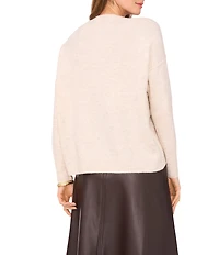 Vince Camuto Crew Neck Long Sleeve Extended Shoulder Seamed Cozy Statement Sweater