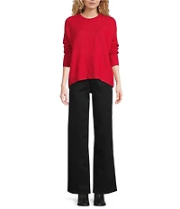 Vince Camuto Crew Neck Long Sleeve Extended Shoulder Seamed Cozy Statement Sweater