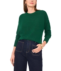 Vince Camuto Crew Neck Long Sleeve Extended Shoulder Seamed Cozy Statement Sweater
