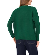 Vince Camuto Crew Neck Long Sleeve Extended Shoulder Seamed Cozy Statement Sweater