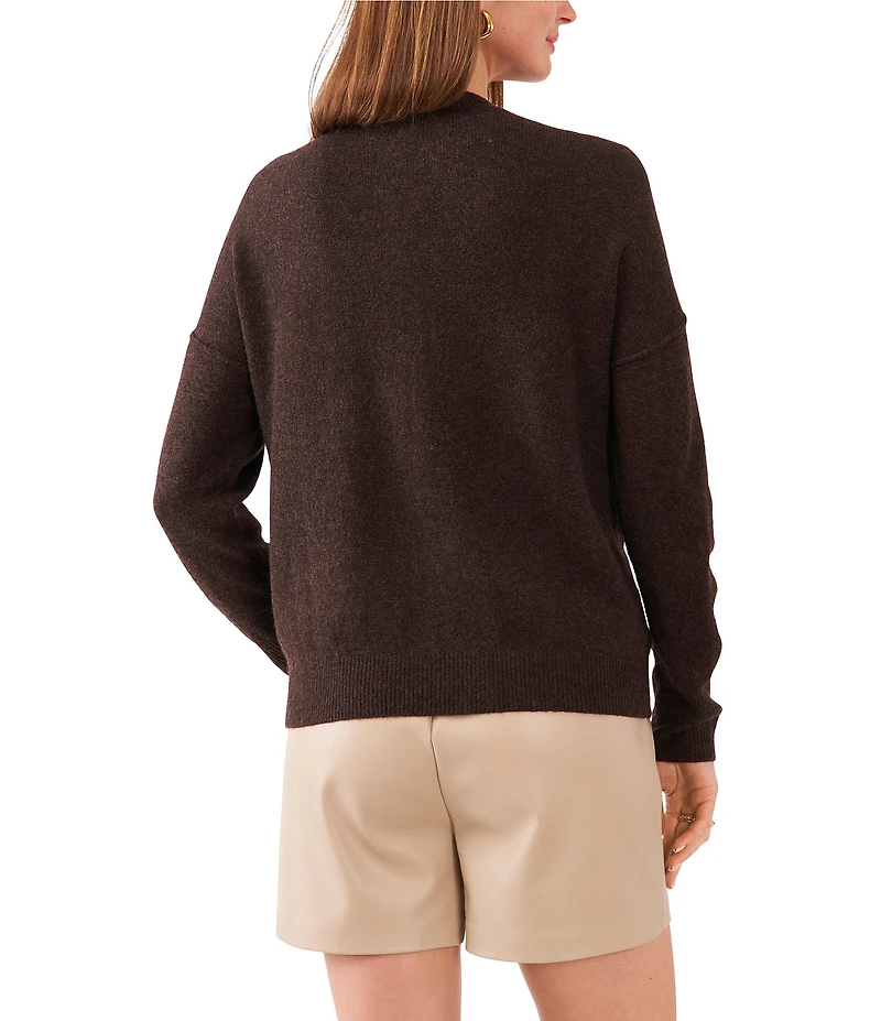 Vince Camuto Crew Neck Long Sleeve Extended Shoulder Seamed Cozy Statement Sweater