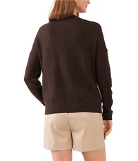 Vince Camuto Crew Neck Long Sleeve Extended Shoulder Seamed Cozy Statement Sweater