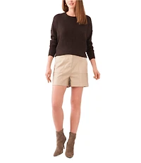Vince Camuto Crew Neck Long Sleeve Extended Shoulder Seamed Cozy Statement Sweater
