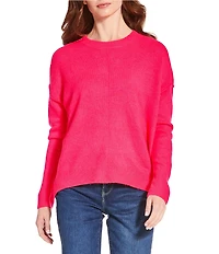 Vince Camuto Crew Neck Long Sleeve Extended Shoulder Seamed Cozy Statement Sweater