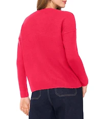 Vince Camuto Crew Neck Long Sleeve Extended Shoulder Seamed Cozy Statement Sweater