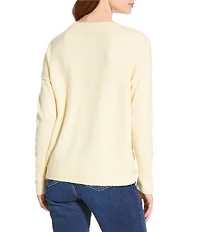 Vince Camuto Crew Neck Long Sleeve Extended Shoulder Seamed Cozy Statement Sweater