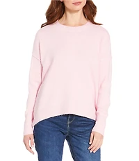 Vince Camuto Crew Neck Long Sleeve Extended Shoulder Seamed Cozy Statement Sweater