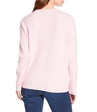 Vince Camuto Crew Neck Long Sleeve Extended Shoulder Seamed Cozy Statement Sweater