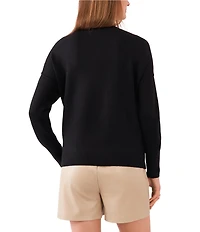 Vince Camuto Crew Neck Long Sleeve Extended Shoulder Seamed Cozy Statement Sweater