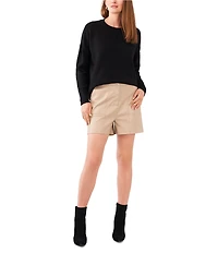Vince Camuto Crew Neck Long Sleeve Extended Shoulder Seamed Cozy Statement Sweater