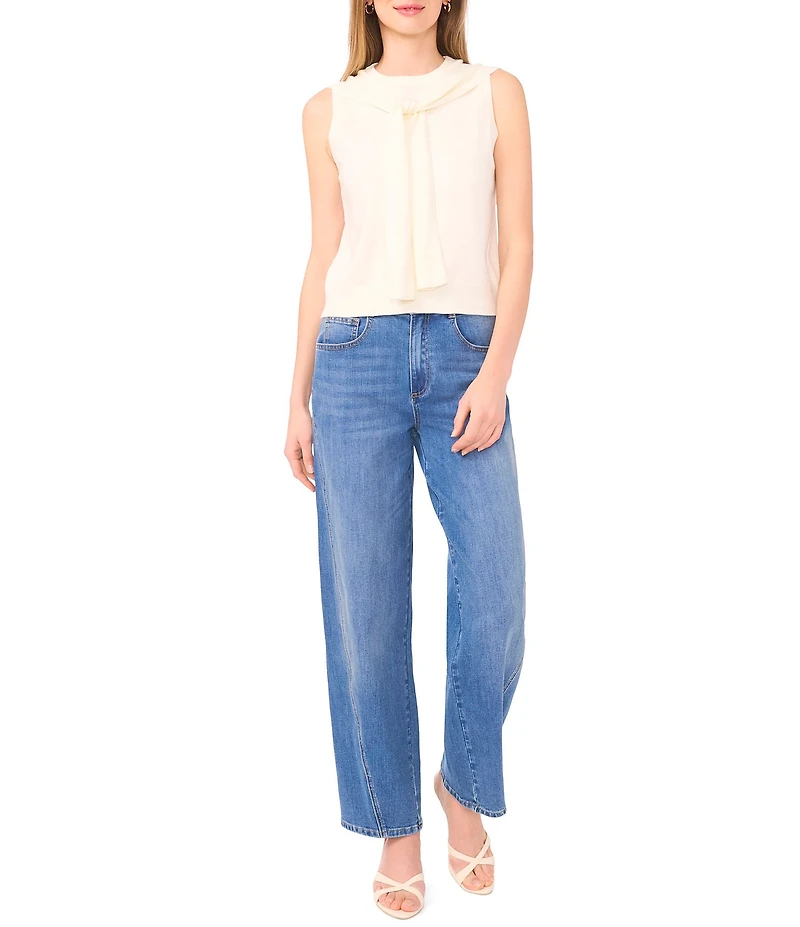 Vince Camuto Crew Neck Sleeveless Shoulder Wrap Tank