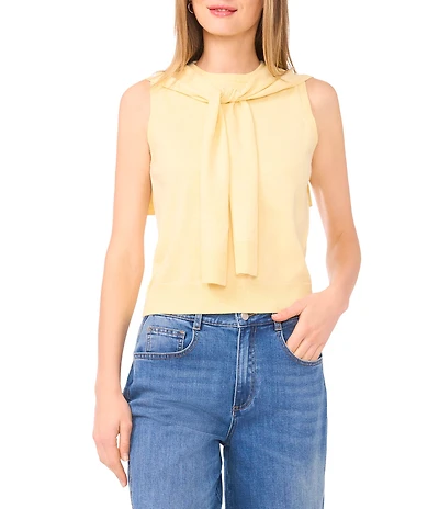 Vince Camuto Crew Neck Sleeveless Shoulder Wrap Tank