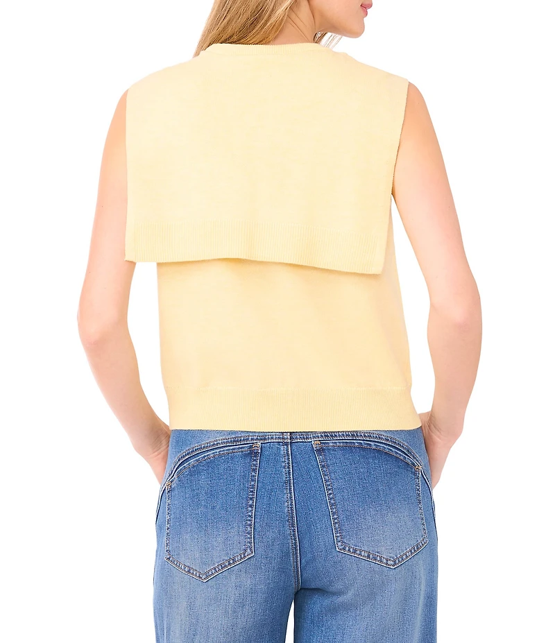 Vince Camuto Crew Neck Sleeveless Shoulder Wrap Tank