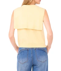 Vince Camuto Crew Neck Sleeveless Shoulder Wrap Tank