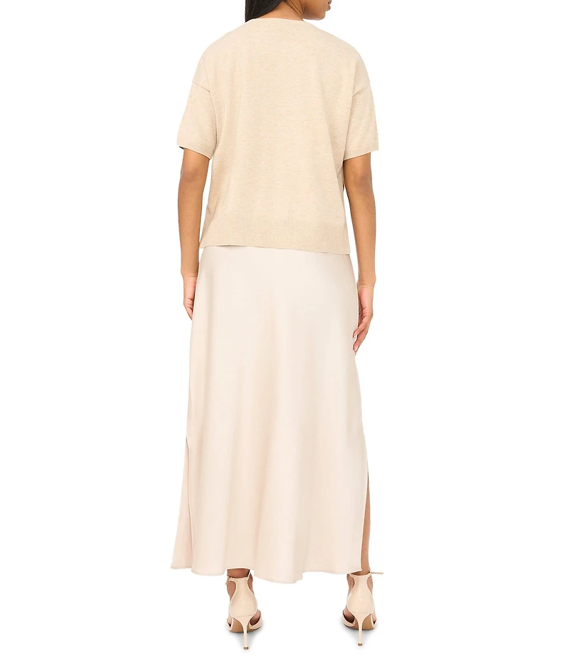 Vince Camuto Crew Neckline Short Sleeve Sweater 2 Piece Slip Dress