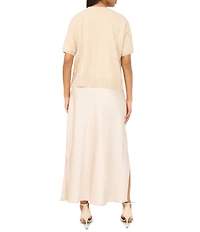 Vince Camuto Crew Neckline Short Sleeve Sweater 2 Piece Slip Dress