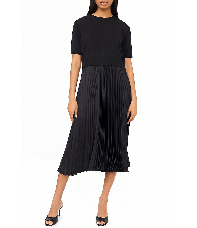 Vince Camuto Crew Neckline Short Sleeve Sweater 2 Piece Slip Dress