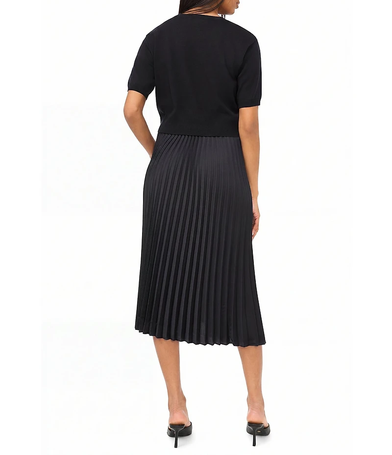 Vince Camuto Crew Neckline Short Sleeve Sweater 2 Piece Slip Dress