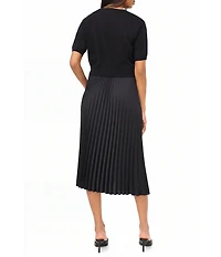Vince Camuto Crew Neckline Short Sleeve Sweater 2 Piece Slip Dress