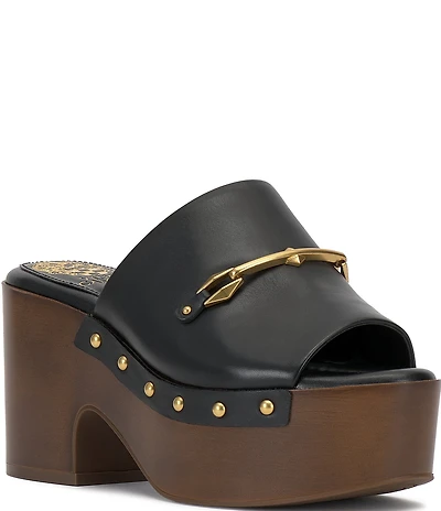 Vince Camuto Efellan Leather Studded Platform Slide Sandals