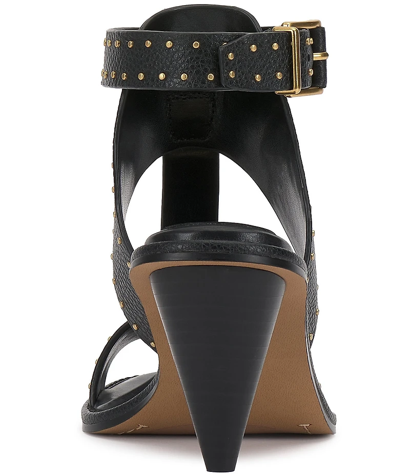 Vince Camuto Faunie Leather Studded T-Strap Cone Heel Sandals