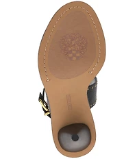Vince Camuto Faunie Leather Studded T-Strap Cone Heel Sandals