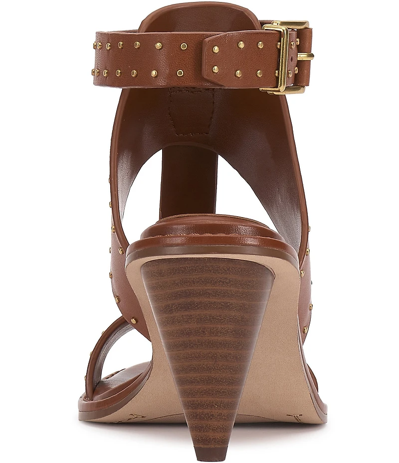 Vince Camuto Faunie Leather Studded T-Strap Cone Heel Sandals