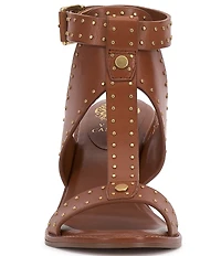 Vince Camuto Faunie Leather Studded T-Strap Cone Heel Sandals