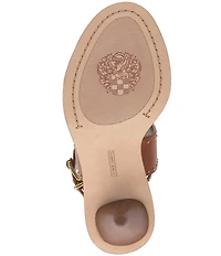 Vince Camuto Faunie Leather Studded T-Strap Cone Heel Sandals