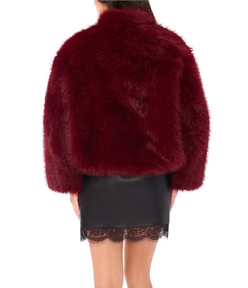 Vince Camuto Faux Fur Mock Neck Long Sleeve Zip Front Jacket