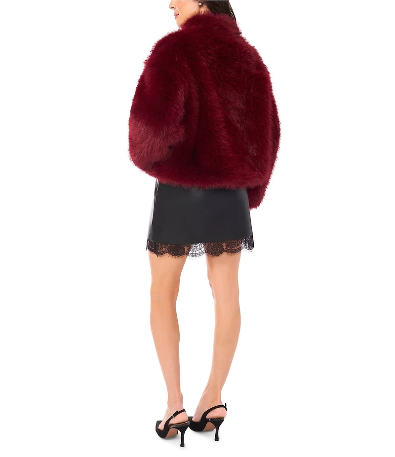 Vince Camuto Faux Fur Mock Neck Long Sleeve Zip Front Jacket