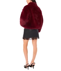 Vince Camuto Faux Fur Mock Neck Long Sleeve Zip Front Jacket